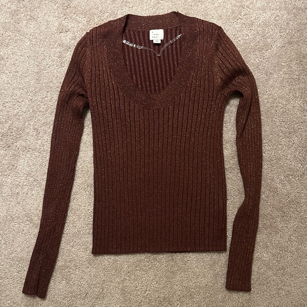 a new day Women's V-Neck Sweater in Rich Brown